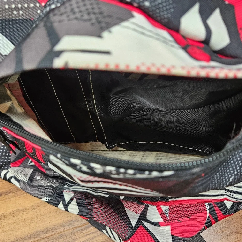 JanSport SuperBreak Backpack Red Black White Geometric Abstract Print Bag